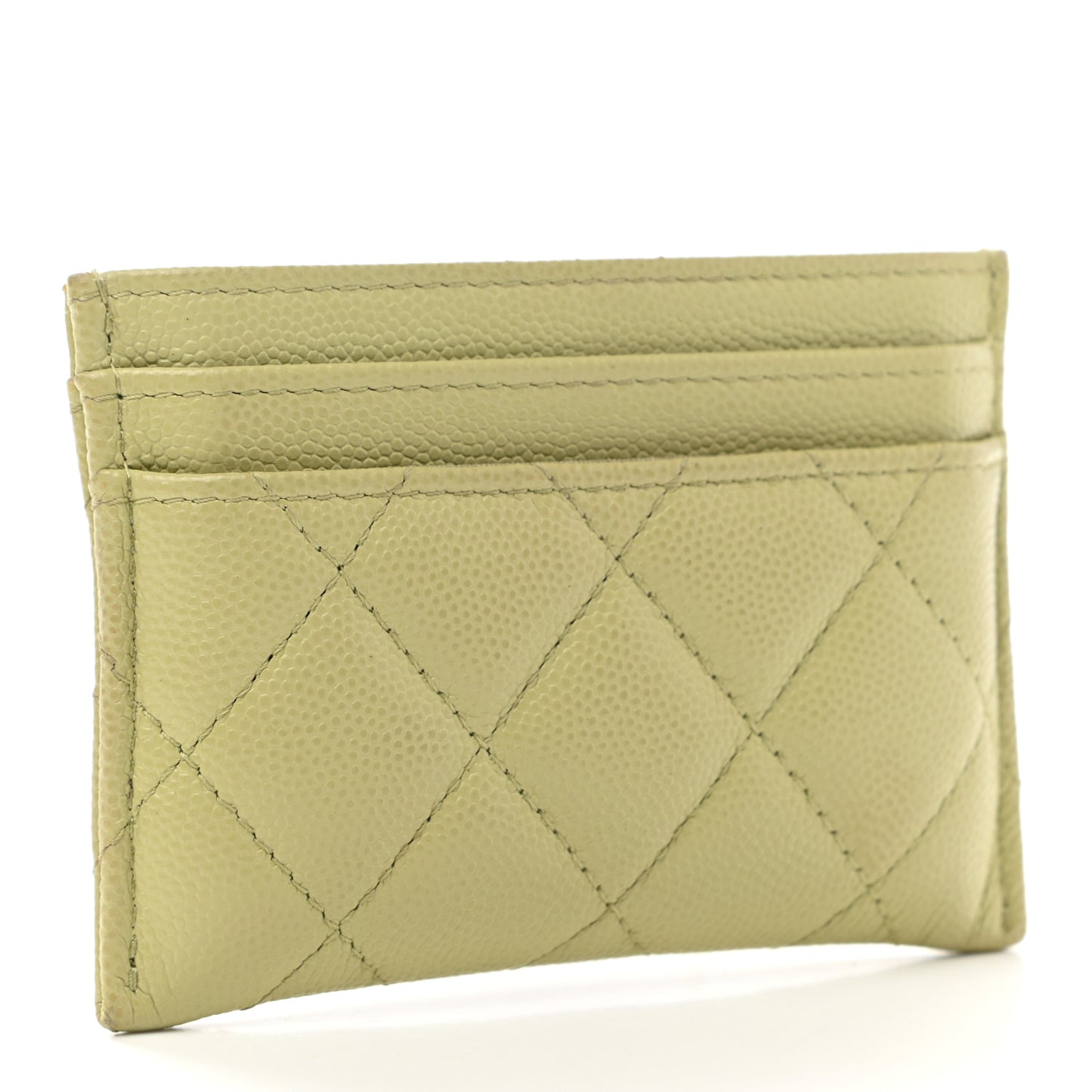 Caviar Quilted French New Wave Card Holder Light Green