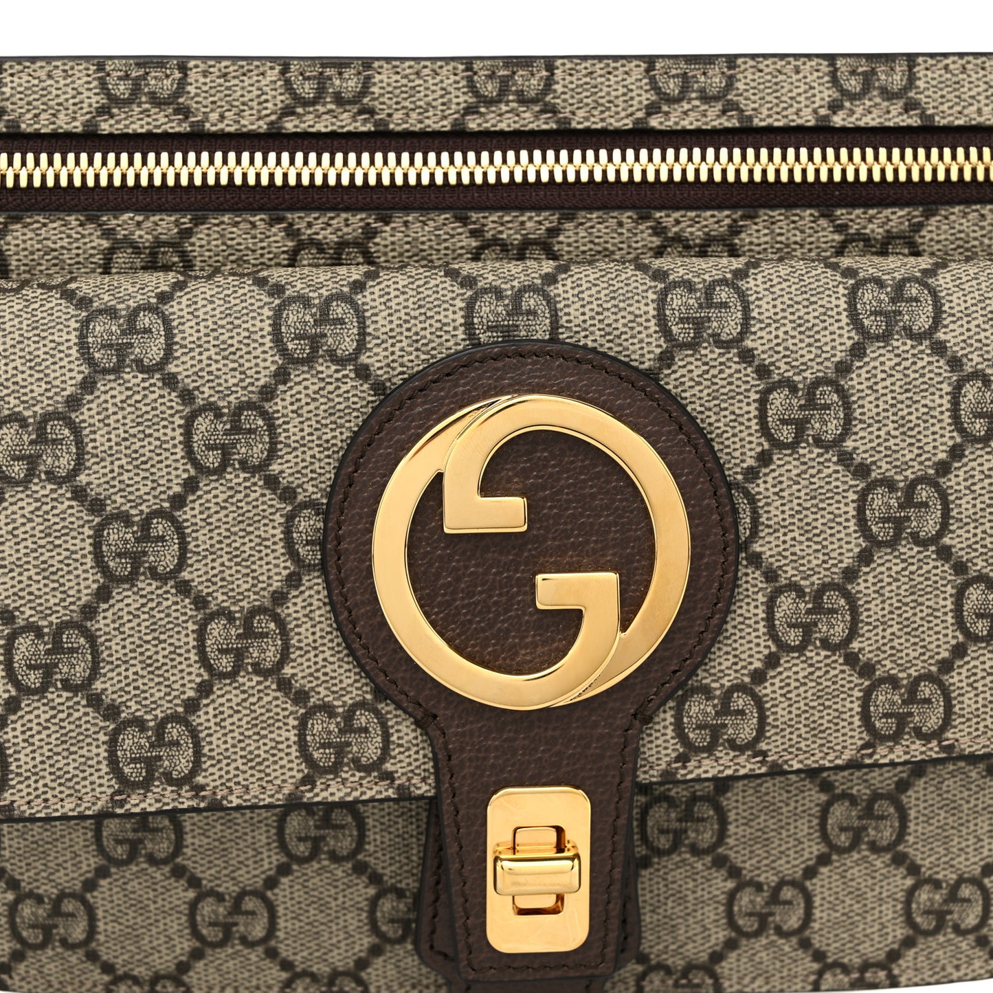 GG Supreme Monogram Textured Dollar Calfskin Blondie Belt Bag Beige Ebony New Acero