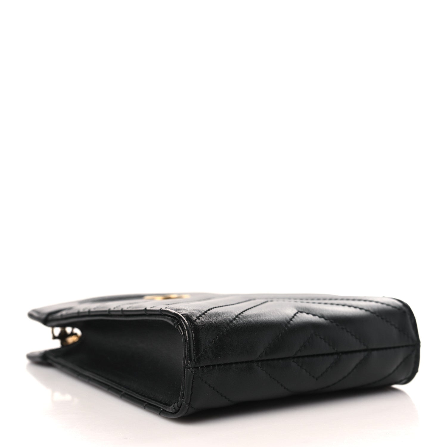 Gucci Calfskin Matelasse Mini GG Marmont Top Slip Handle Crossbody Bag Black 4 of 9