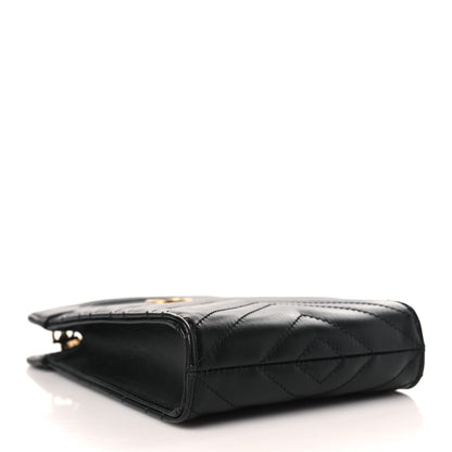 Gucci Calfskin Matelasse Mini GG Marmont Top Slip Handle Crossbody Bag Black 4 of 9