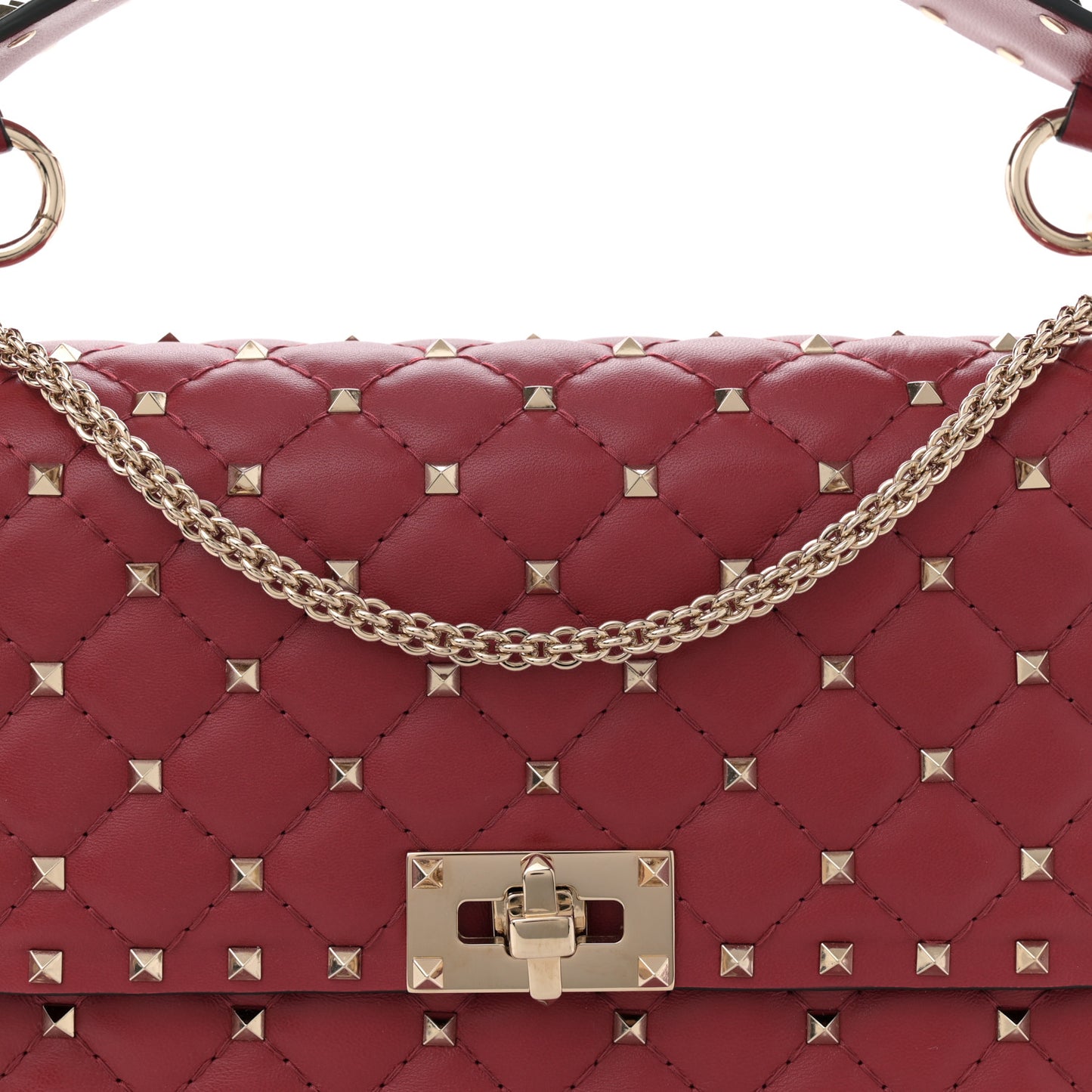 Nappa Large Rockstud Spike Shoulder Bag Rubino