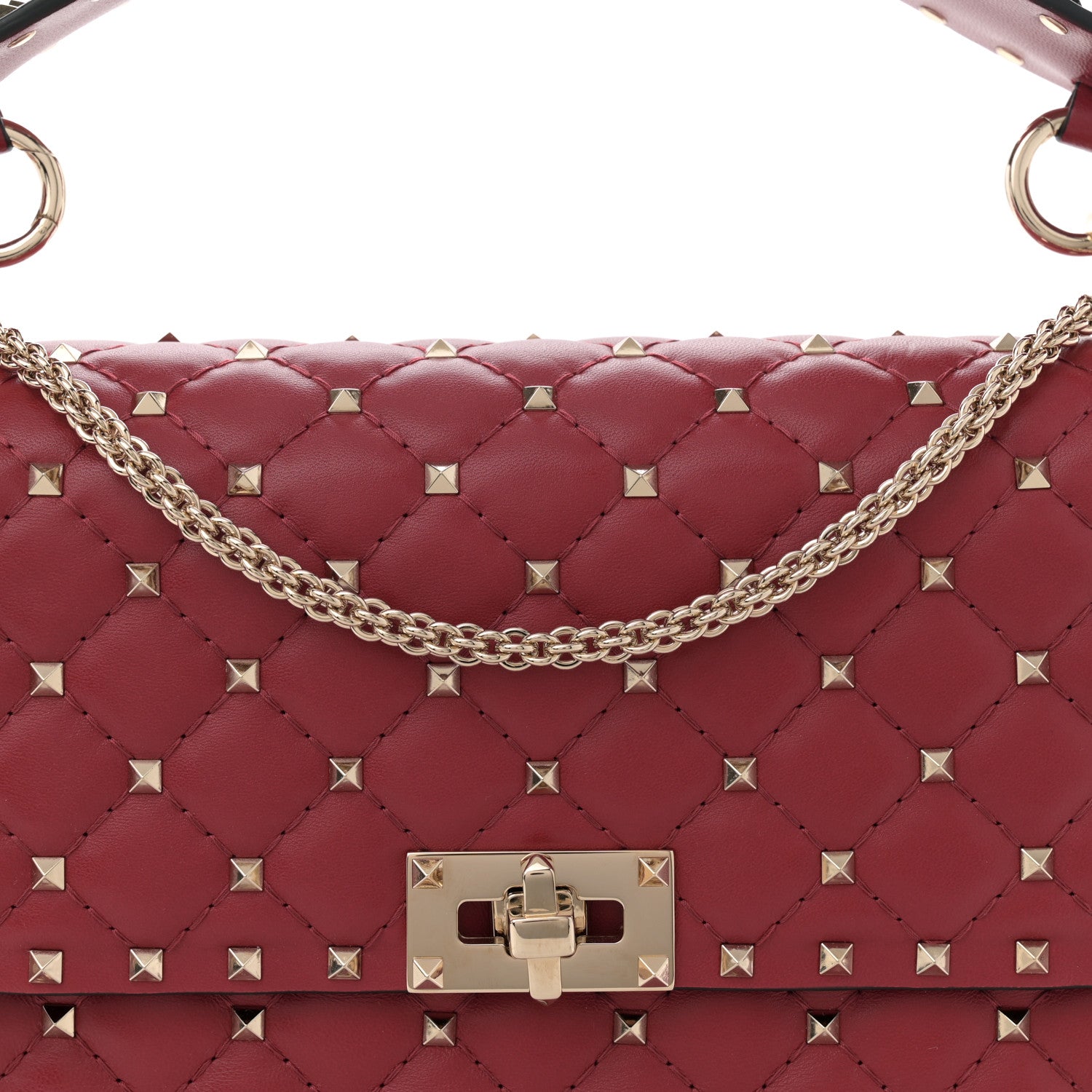 Valentino Garavani Nappa Large Rockstud Spike Shoulder Bag Rubino 7 of 9