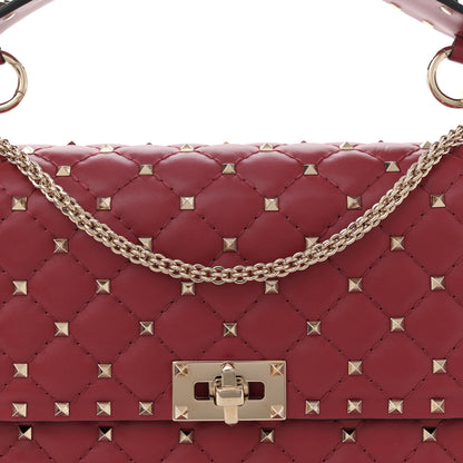Valentino Garavani Nappa Large Rockstud Spike Shoulder Bag Rubino 7 of 9