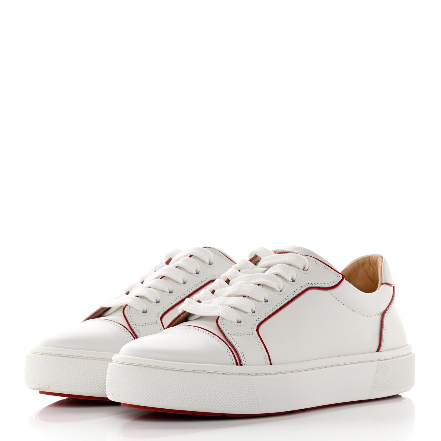 Christian Louboutin Calfskin Patent Vieirissima Flat Sneakers 38 White Loubi 3 of 17