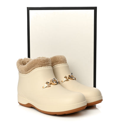 Gucci Rubber Wool Womens Crossy Ankle Boots 41 Mystic White Butterscotch 12 of 12