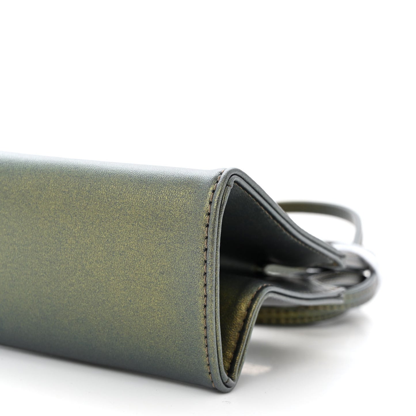 Metallic Vegan Leather Small Shopping Bag Acid