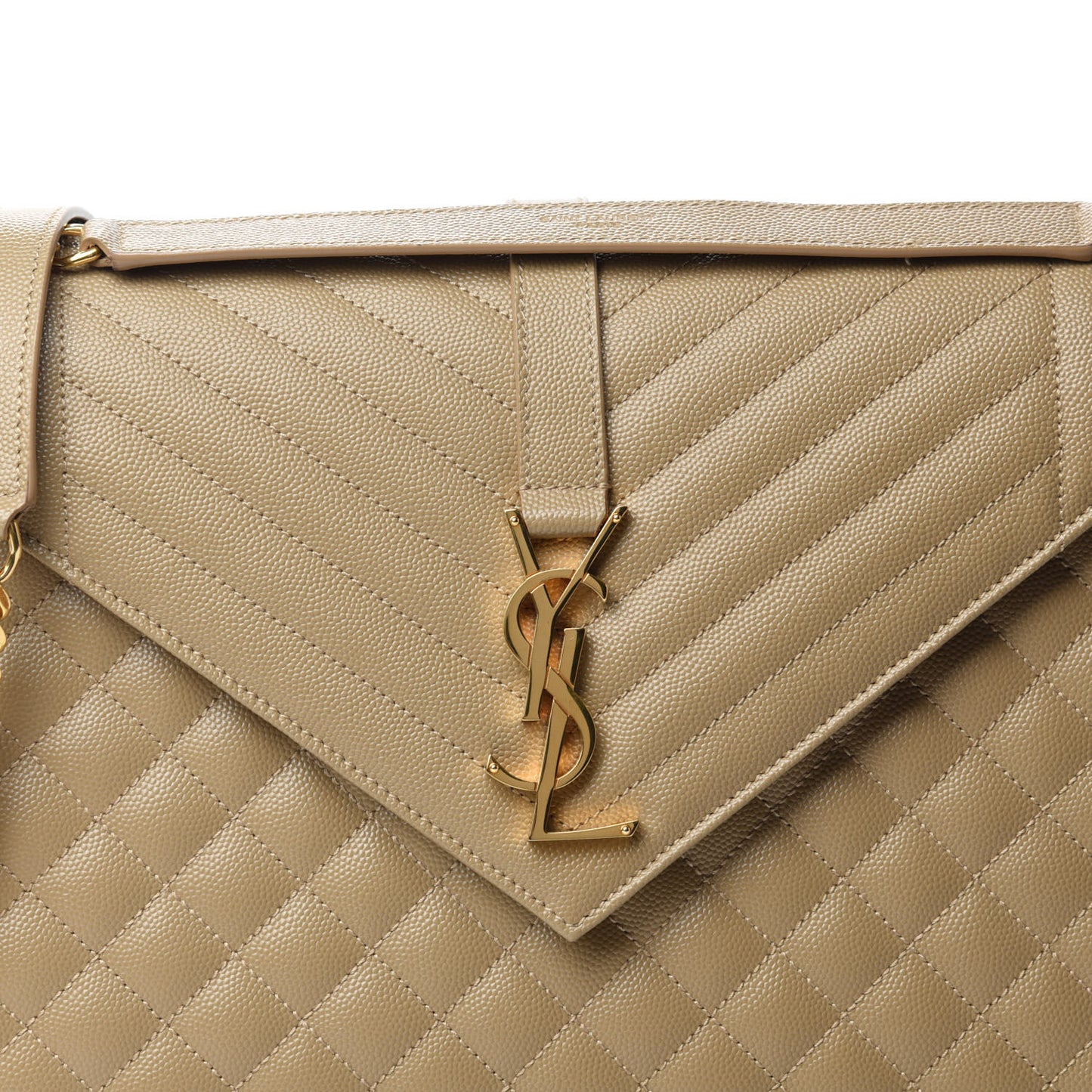Grain De Poudre Mixed Matelasse Large Triquilt Monogram Satchel Dark Beige