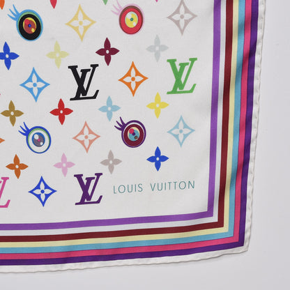 Louis Vuitton Silk Multicolor Eye Love Scarf White 3 of 5
