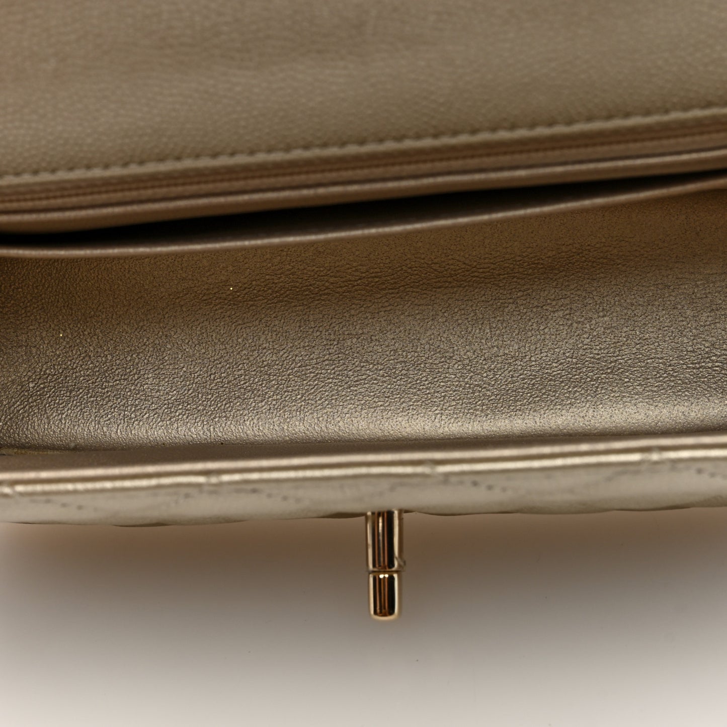 Metallic Caviar Quilted Mini Rectangular Flap Gold