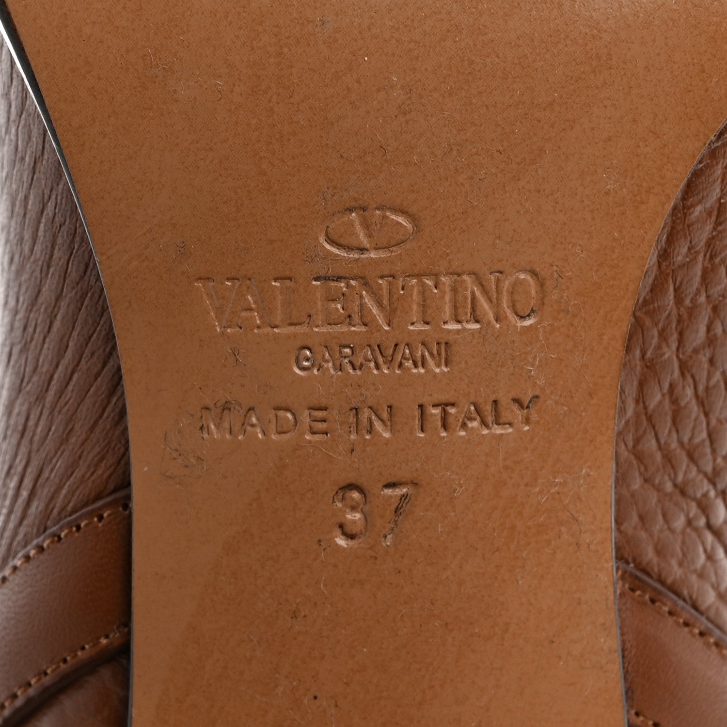 Valentino Garavani Pebbled Calfskin Rockstud Double Buckle 70mm Block Heel Ankle Boots 37 Bright Cognac 8 of 10