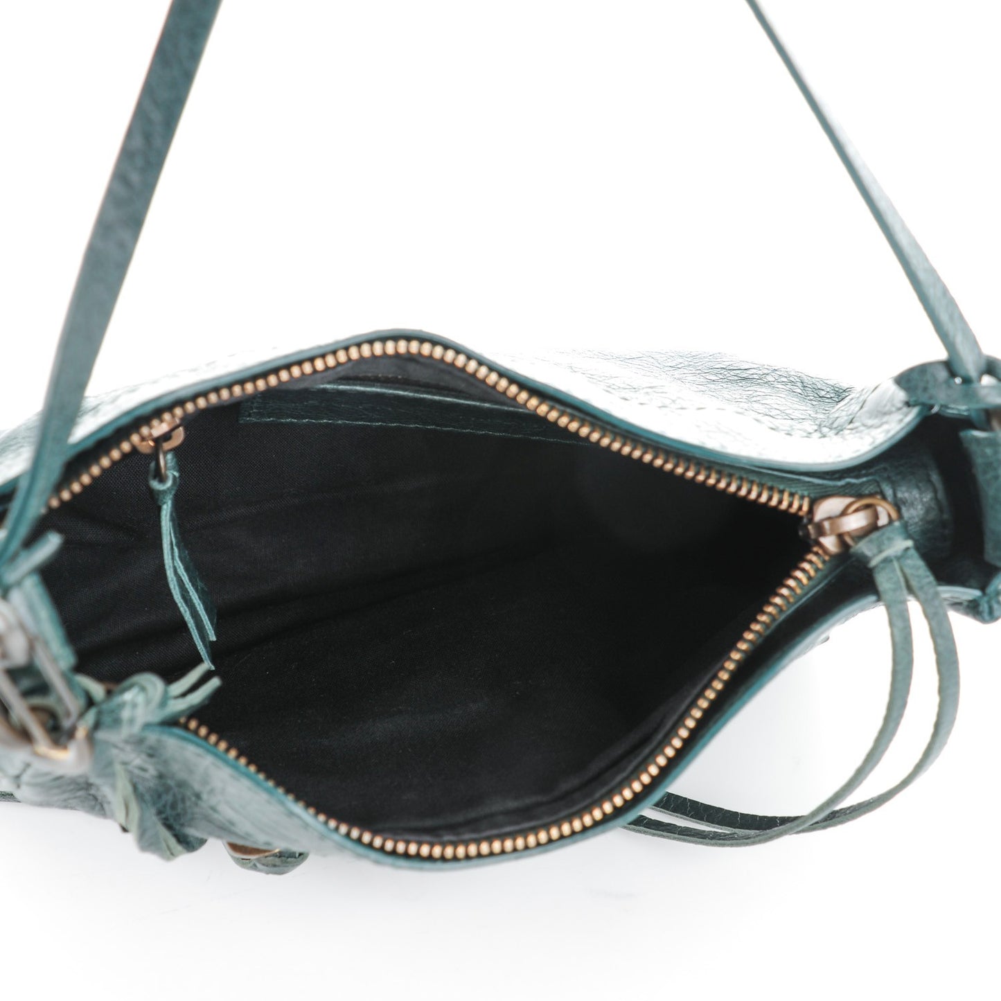 Agneau Classic Hardware Shoulder Bag Poker Fonce