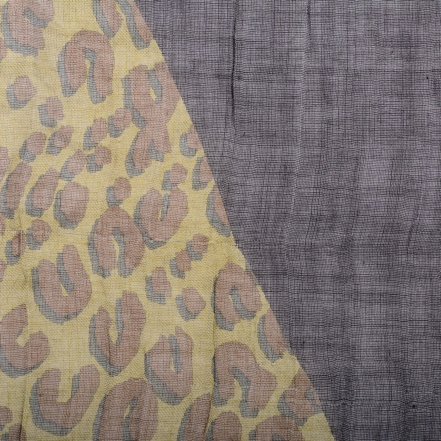 Cashmere Silk Leopard V Stole Kaki Vanilla