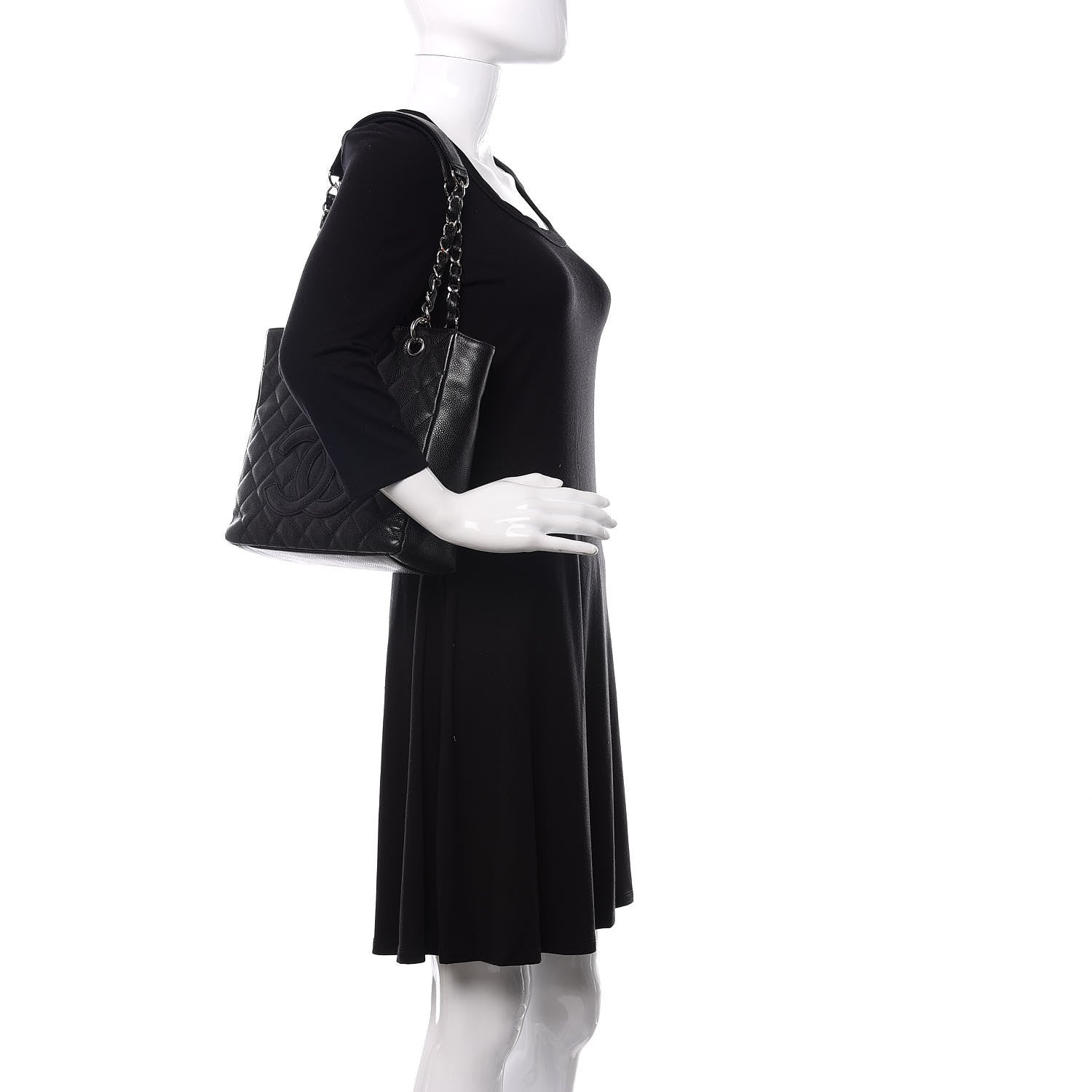 Chanel Caviar Quilted Petit Shopping Tote PST Black 2 of 10