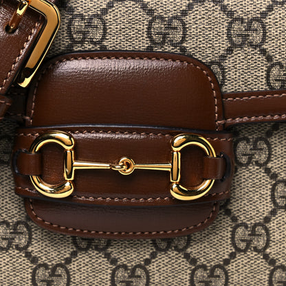 Gucci GG Supreme Monogram Web Mini Horsebit 1955 Shoulder Bag Beige Brown Sugar 8 of 13