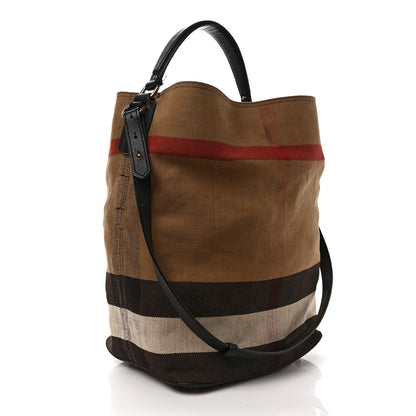 Burberry Canvas Mega Check Medium Ashby Hobo Black 5 of 15