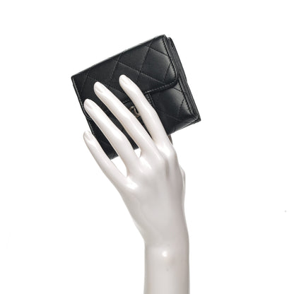 Chanel Lambskin Quilted Compact Flap Wallet Black 2 of 8