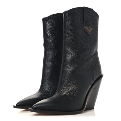 Fendi Grained Calfskin Cutwalk Ankle Boots 37.5 Black 4 of 8