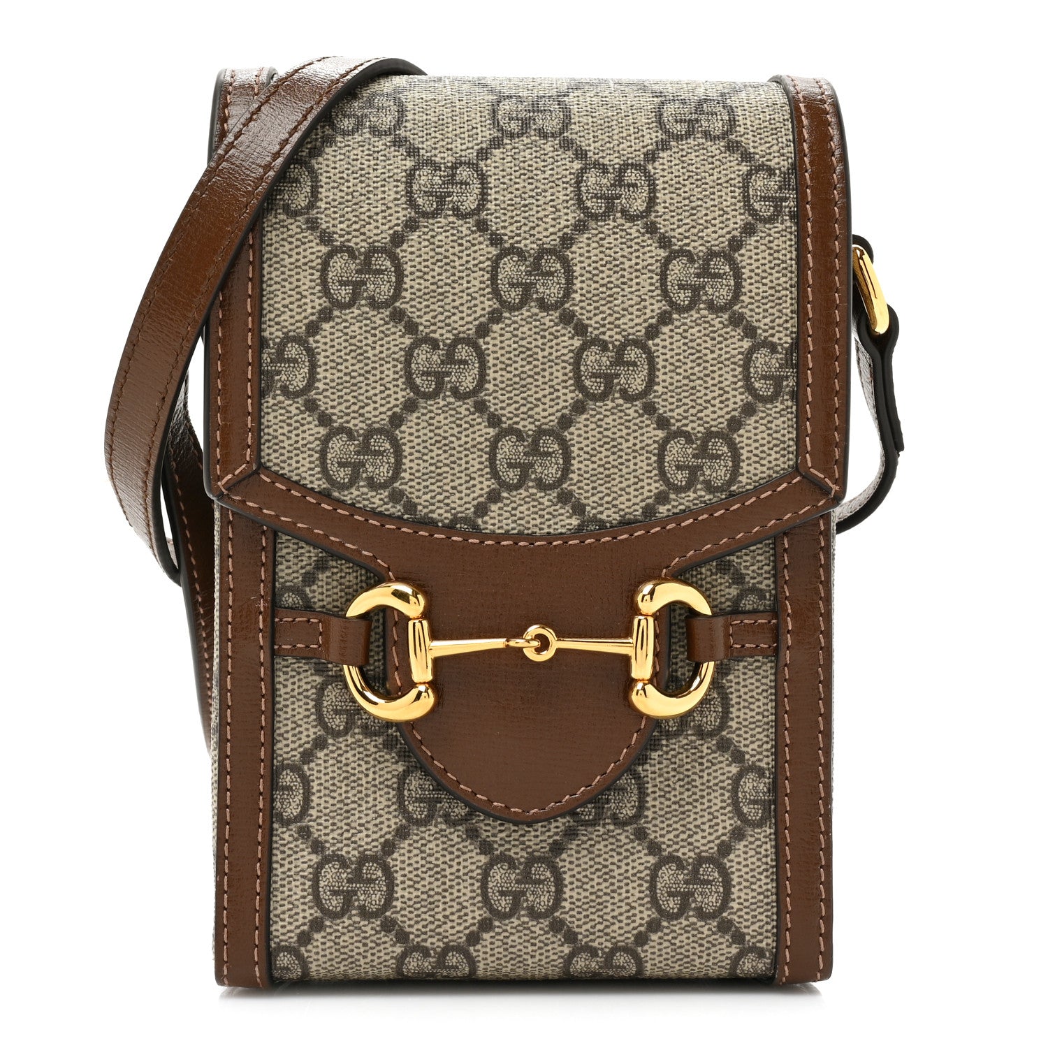 Gucci GG Supreme Monogram Mini Horsebit 1955 Crossbody Bag Beige Brown Sugar 1 of 9
