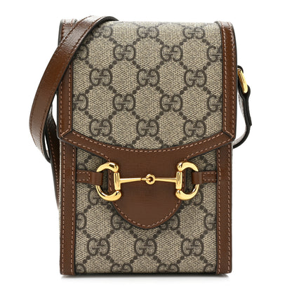 Gucci GG Supreme Monogram Mini Horsebit 1955 Crossbody Bag Beige Brown Sugar 1 of 9