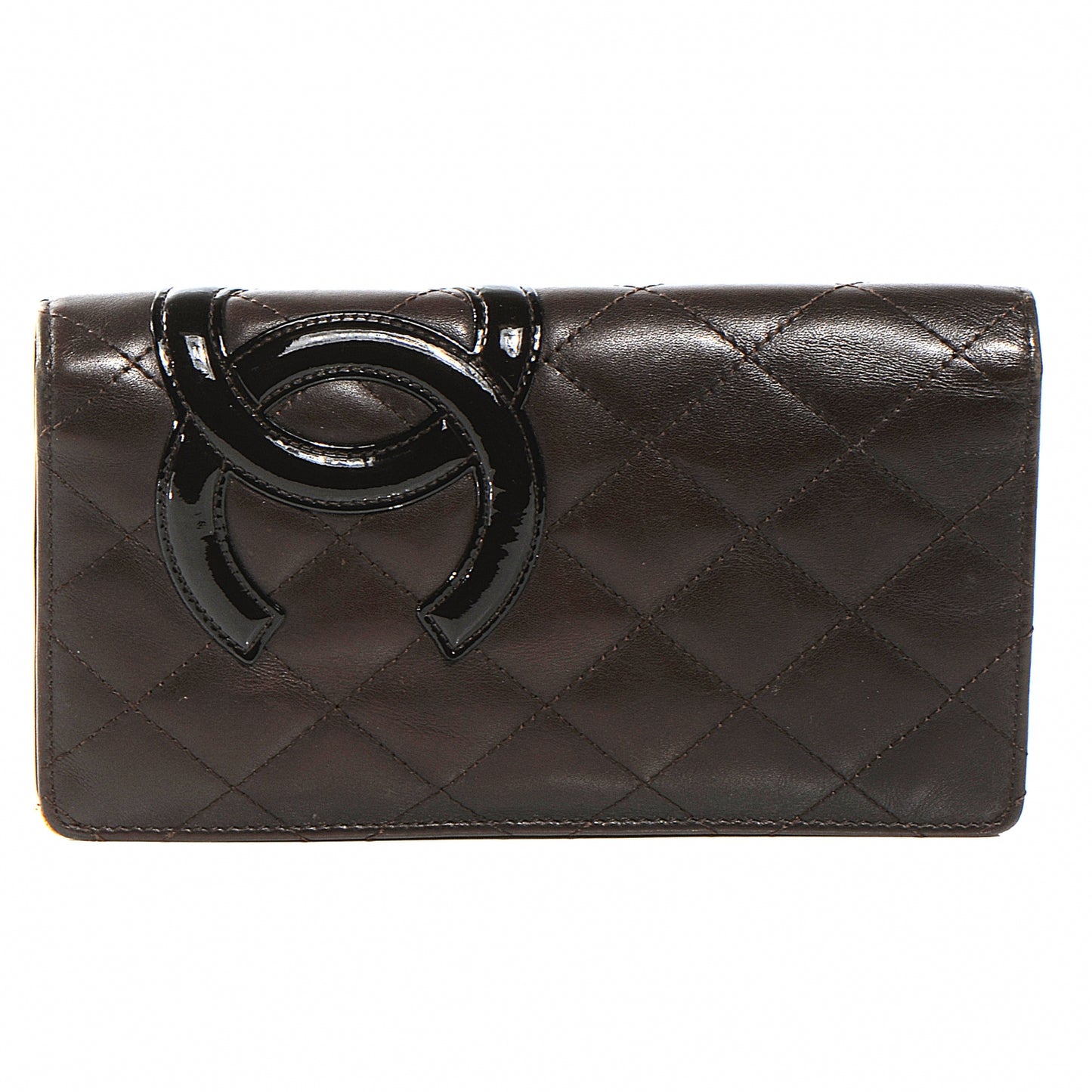 Calfskin Quilted Cambon CC Yen Wallet Brown