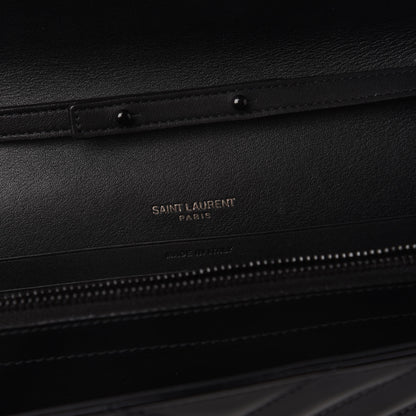 Saint Laurent Patent Matelasse Chevron Monogram Chain Wallet Black 8 of 9