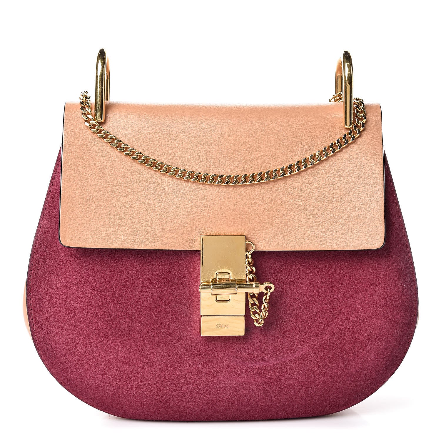 Chloe Suede Smooth Calfskin Drew Shoulder Bag Misty Beige 1 of 15