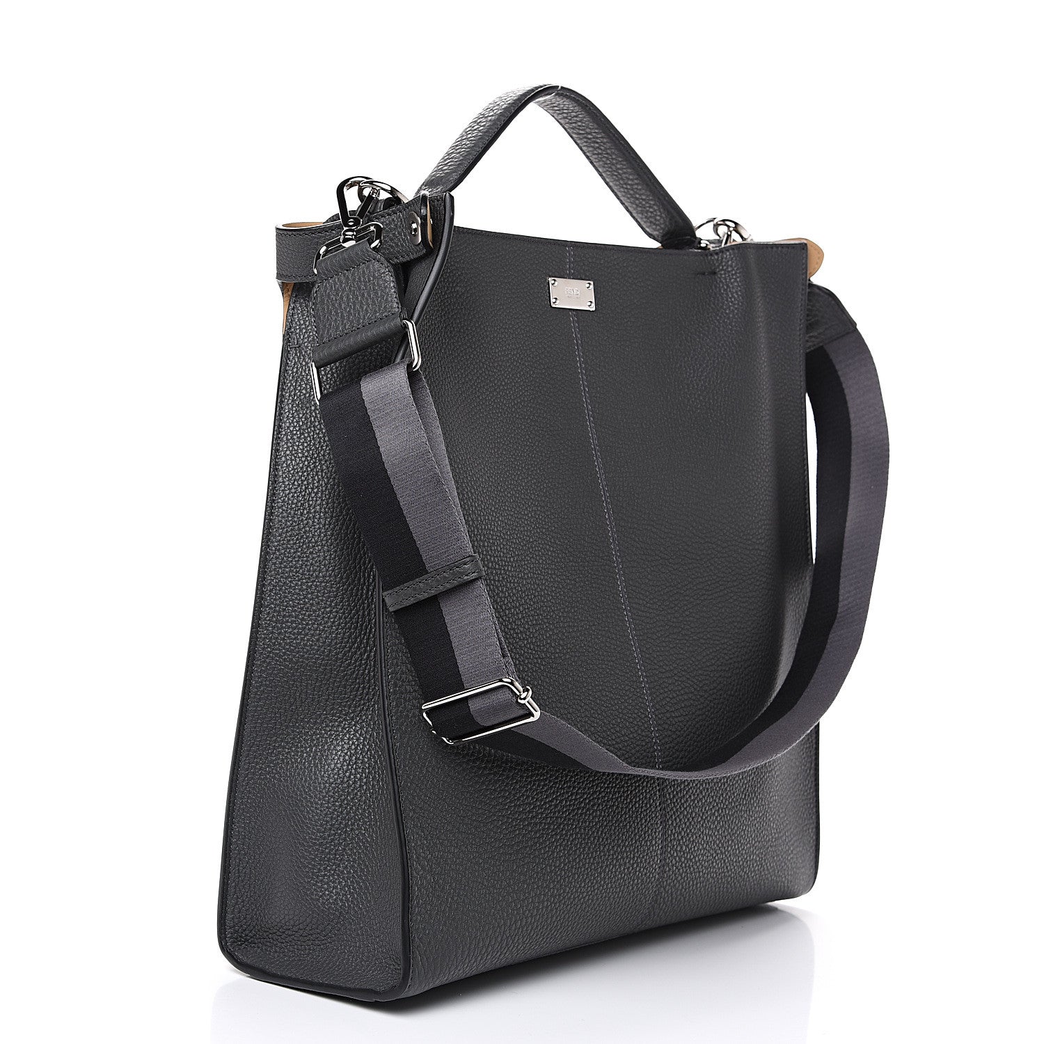 Fendi Cuoio Romano Glazed Fabric FF 1974 Peekaboo X-Lite Fit Asfalto Mou Black 2 of 7