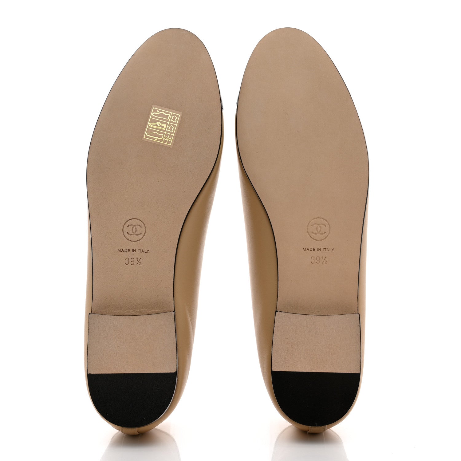 Chanel Lambskin Cap Toe Ballerina Flats 39.5 Beige Black 5 of 9