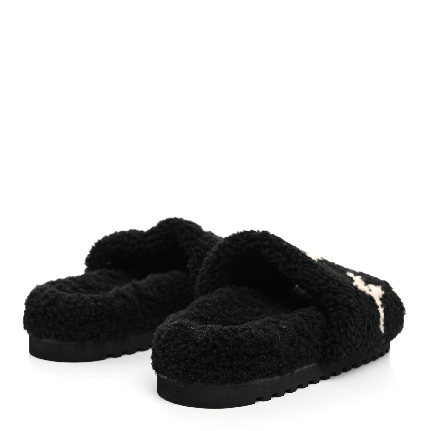 Shearling Monogram Giant Paseo Flat Comfort Mule 40 Black