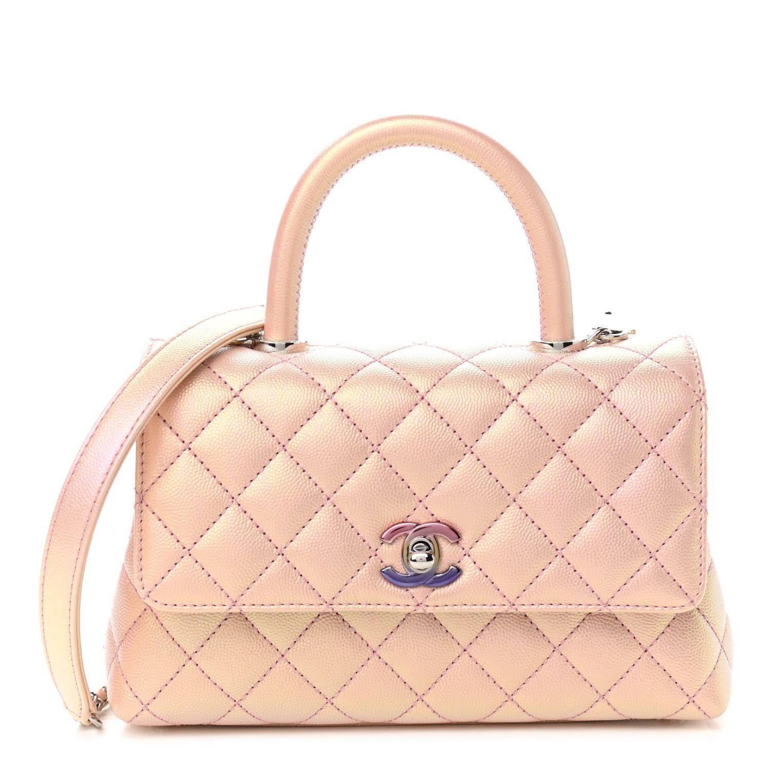 Chanel Iridescent Caviar Quilted Mini Coco Handle Flap Pink 1 of 11