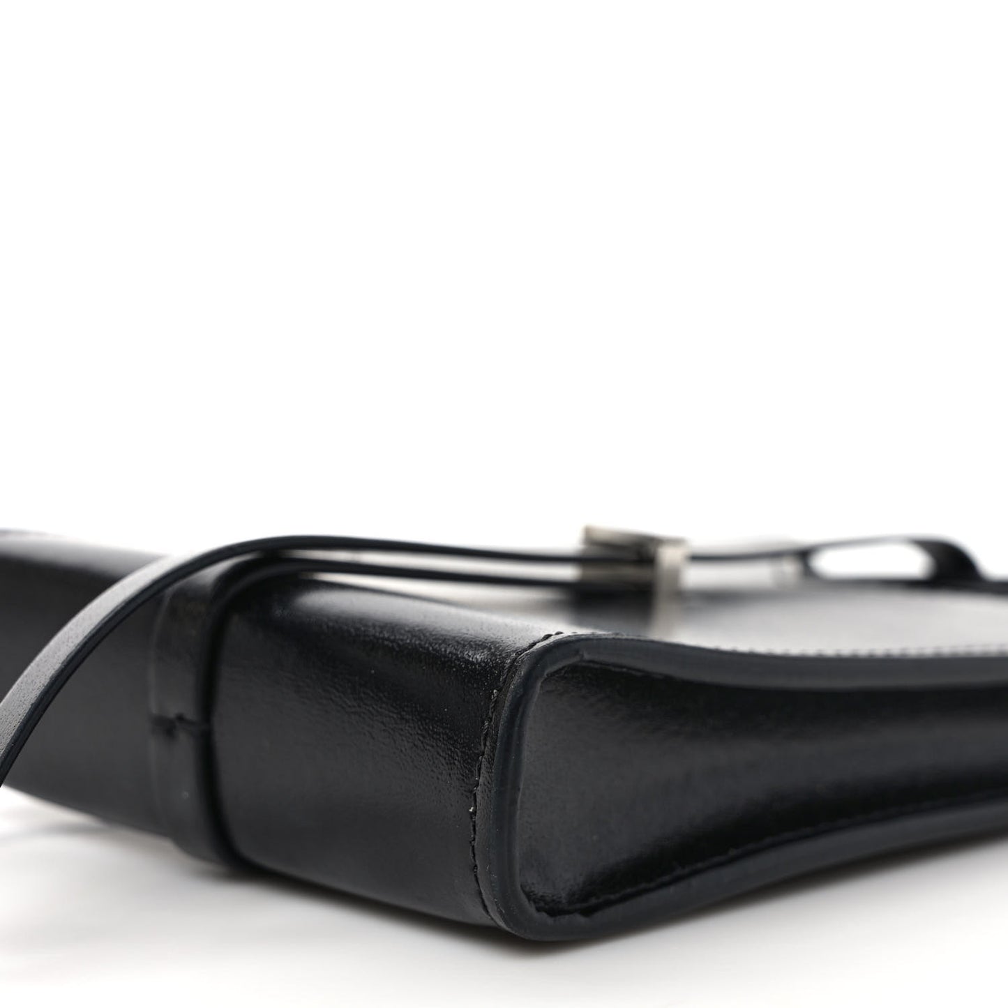 Calfskin Mini Cut Out Phone Crossbody Pouch Black