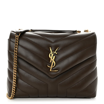 Saint Laurent Calfskin Y Quilted Monogram Small Loulou Chain Satchel Soil Brown 1 of 9