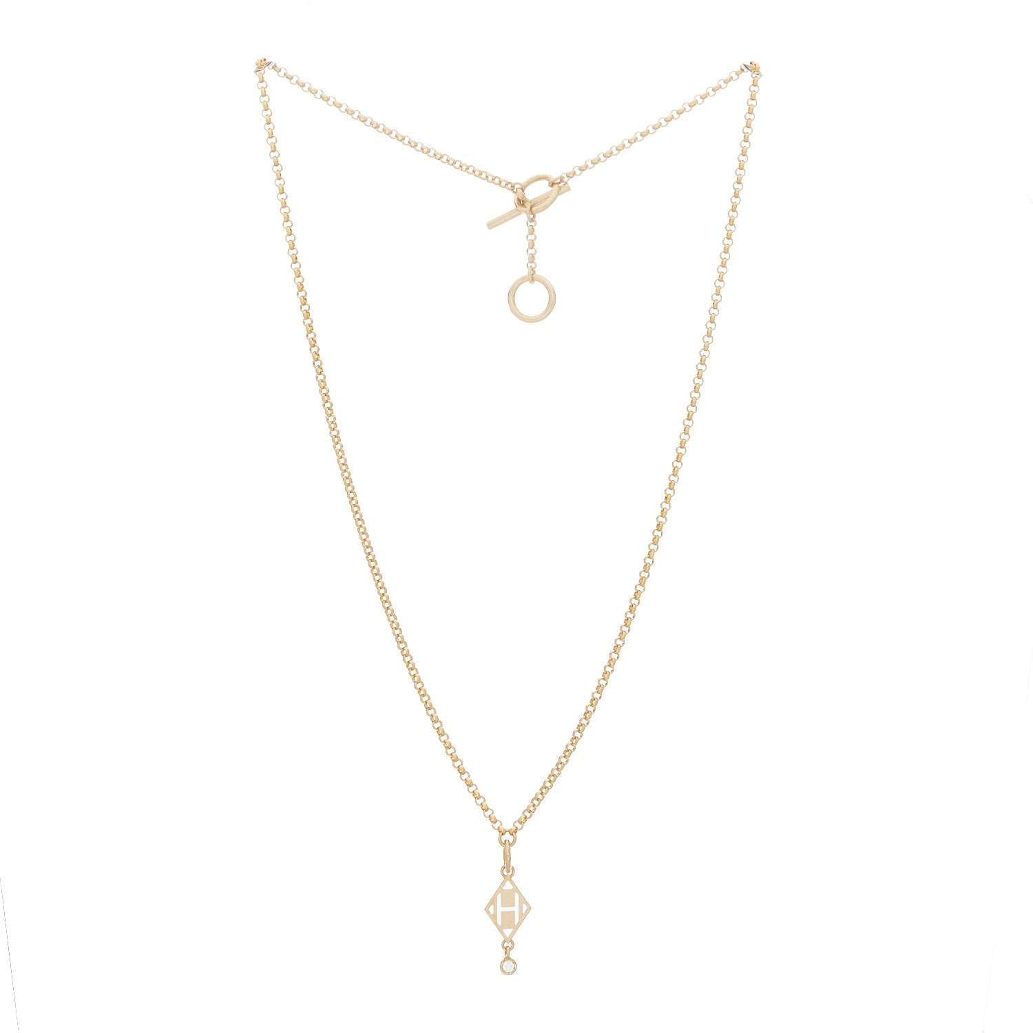 Hermes 18K Rose Gold Diamond Gambade Pendant Necklace 3 of 5
