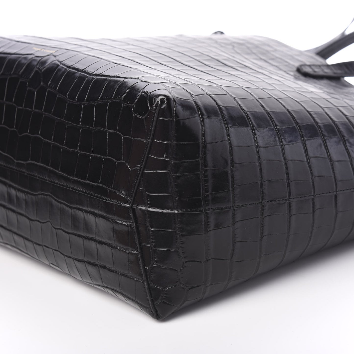 Crocodile Embossed Calfskin Large Shopping Tote Black