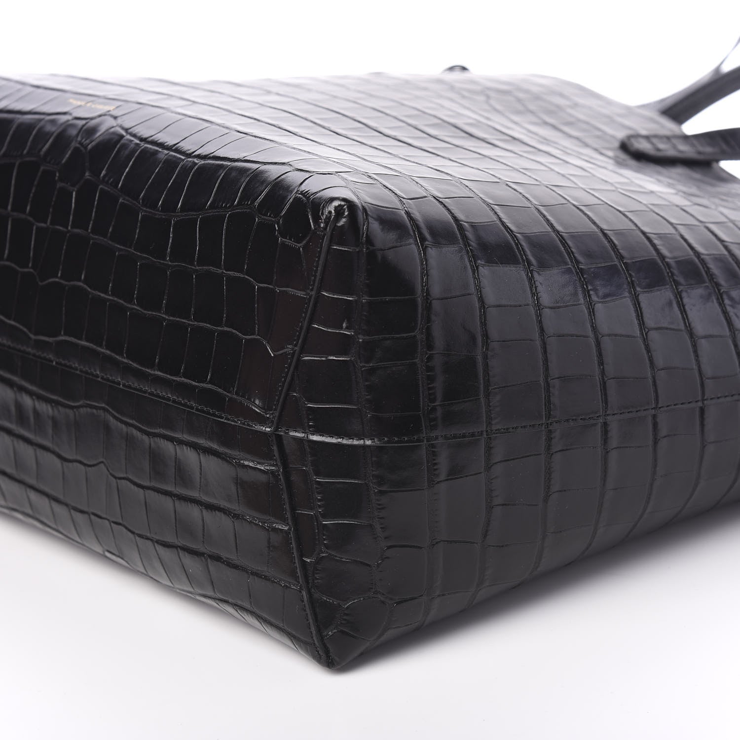 Mansur Gavriel Crocodile Embossed Calfskin Large Shopping Tote Black 9 of 10