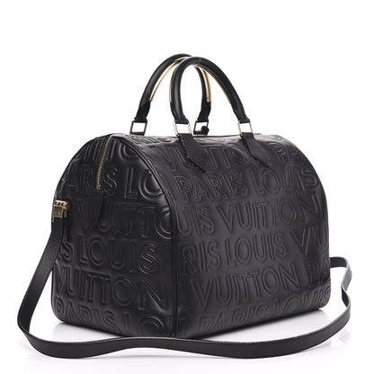 Louis Vuitton Calfskin Embossed Speedy Cube 30 Black 3 of 10