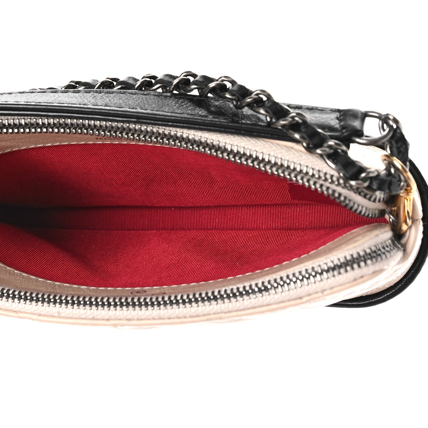 Chanel Aged Calfskin Quilted Small Gabrielle Clutch With Chain Beige Black 5 of 9