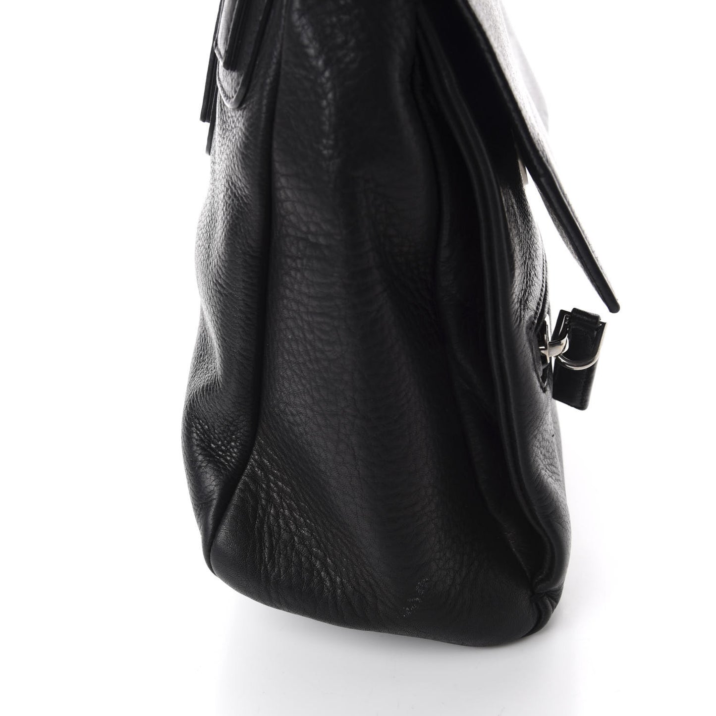 Pebbled Calfskin Small Pandora Pure Flap Bag Black