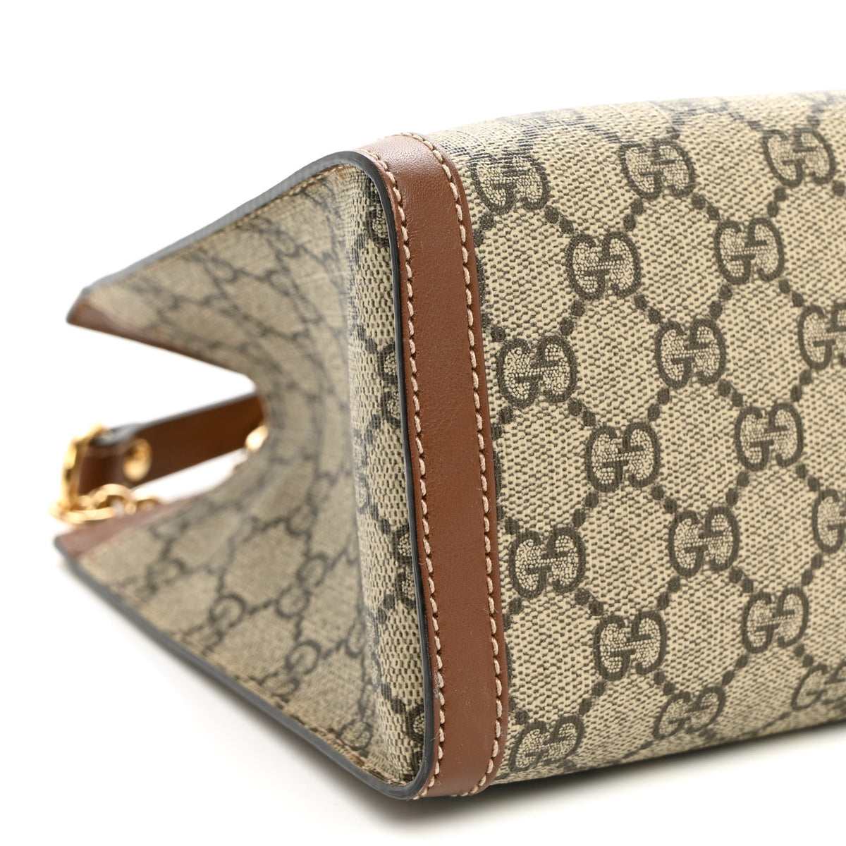 GG Supreme Monogram Calfskin Small Padlock Tote Beige Ebony Tuscany