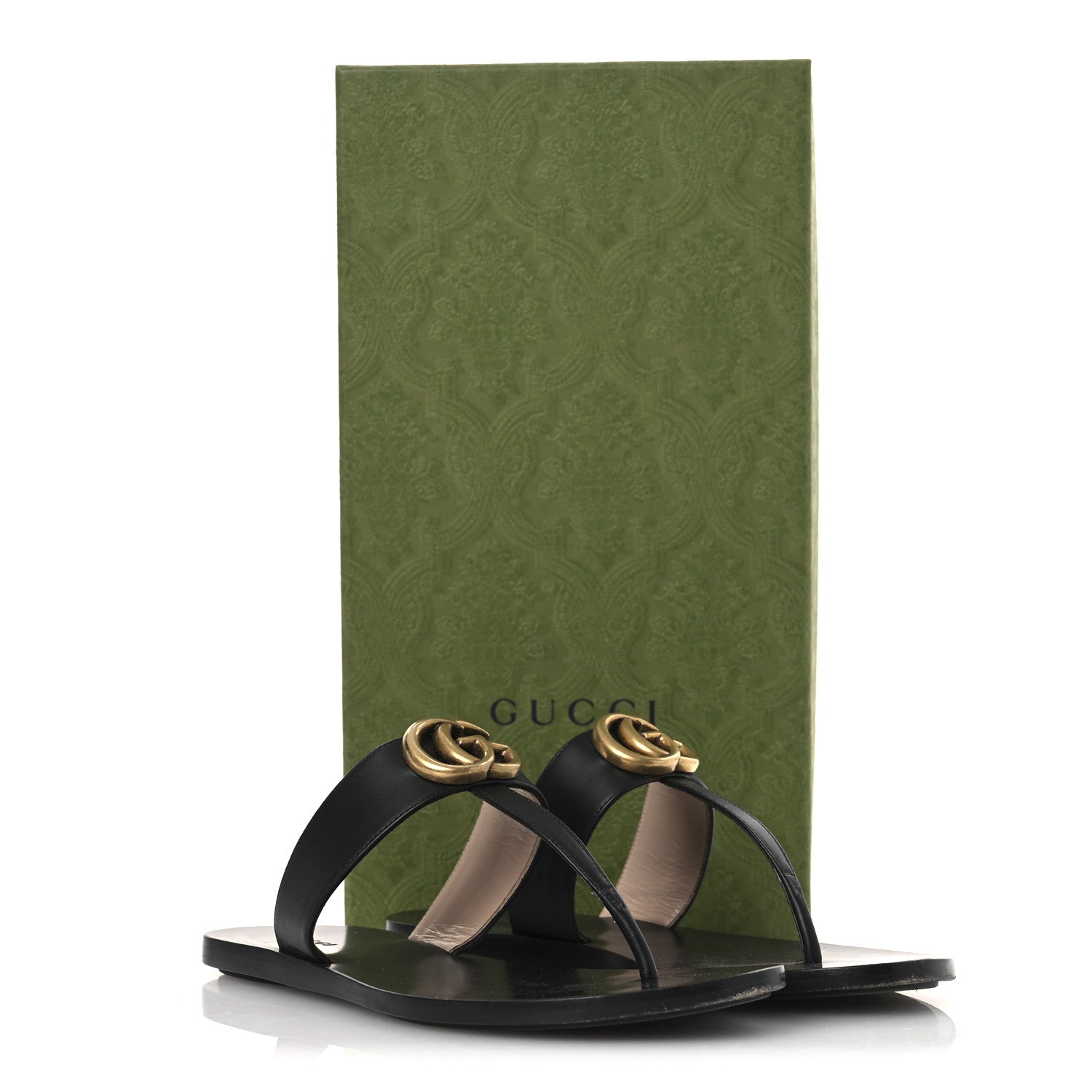 Gucci Calfskin GG Marmont Thong Sandals 36 Black 11 of 11