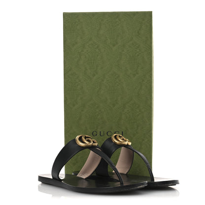 Gucci Calfskin GG Marmont Thong Sandals 36 Black 11 of 11