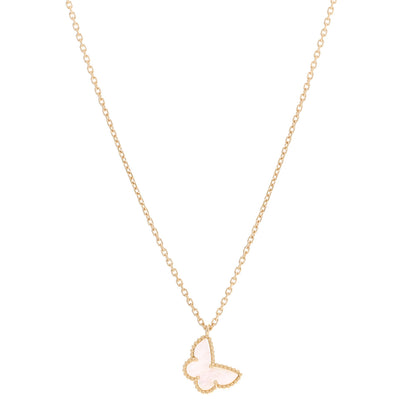 Van Cleef & Arpels 18K Yellow Gold Mother of Pearl Sweet Alhambra Butterfly Pendant Necklace 1 of 7