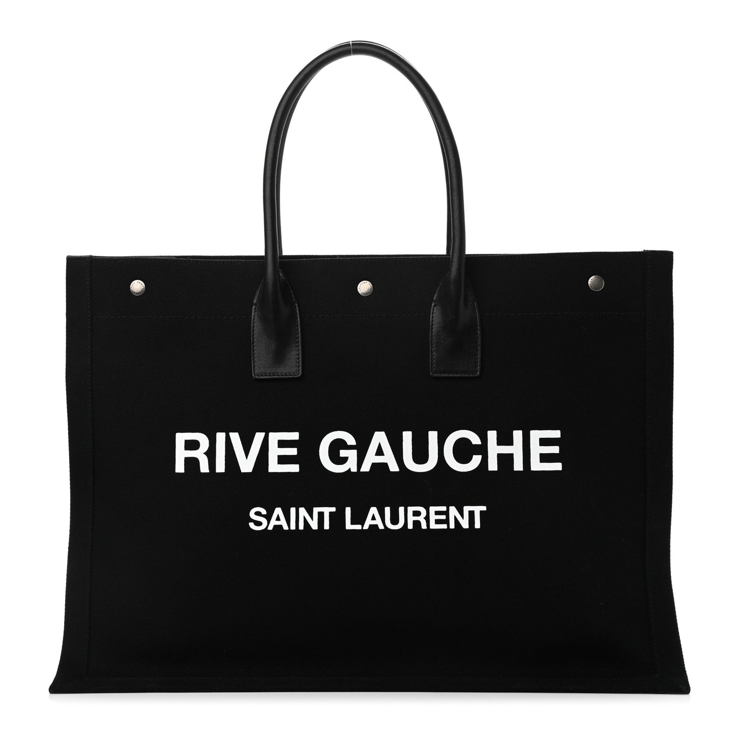 Linen Calfskin Rive Gauche Tote Black