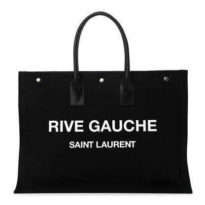 Saint Laurent Linen Calfskin Rive Gauche Tote Black 1 of 9