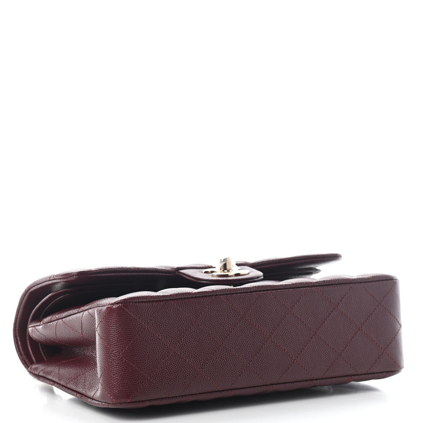 Caviar Quilted Small Double Flap Burgundy