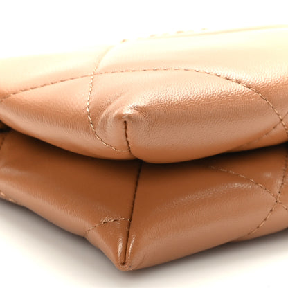 Chanel Shiny Goatskin Quilted Small Chanel 19 Pouch With Handle Clutch Brown 8 of 9