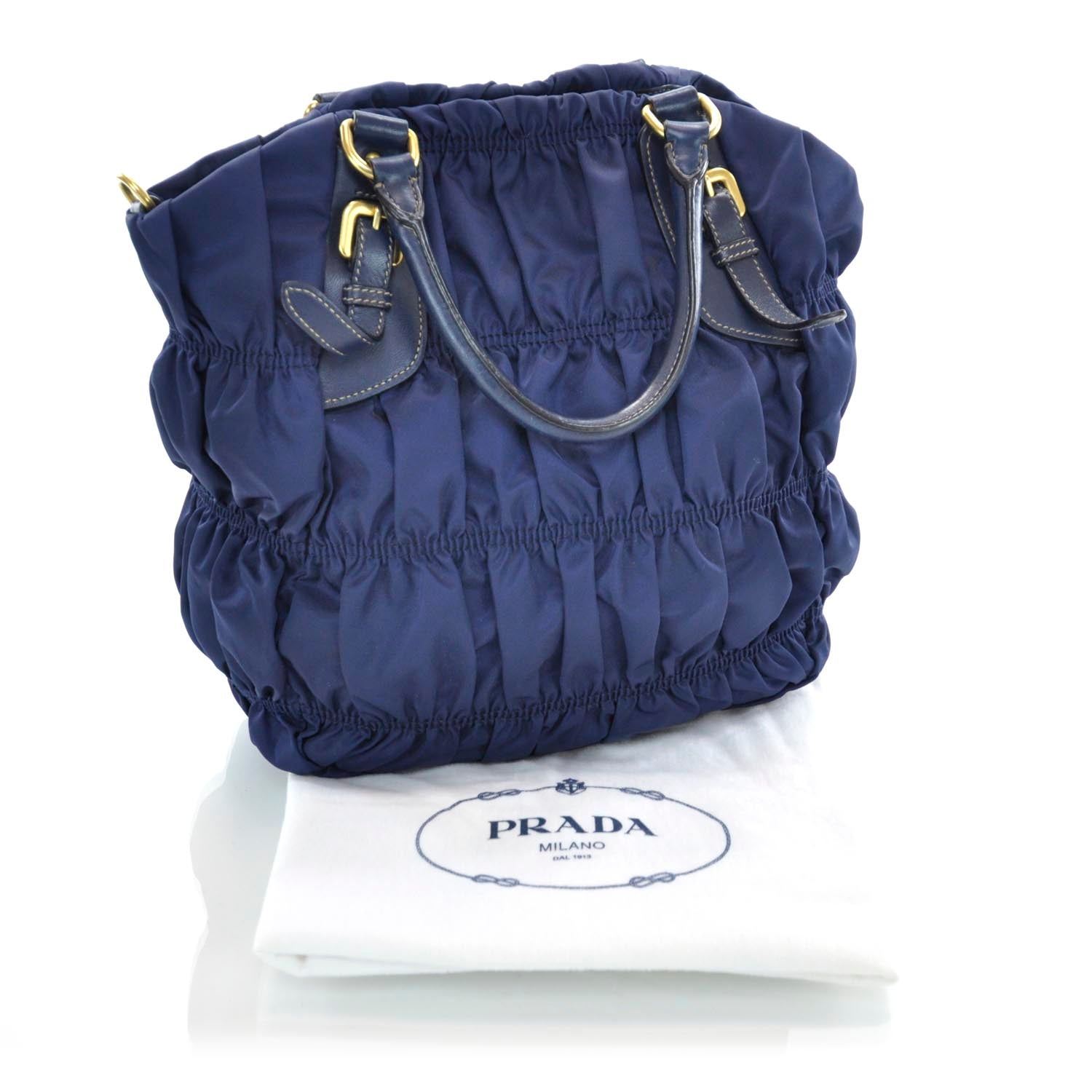 Prada Tessuto Nylon Gaufre Tote Blue 3 of 9