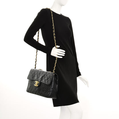 Chanel Lambskin Quilted XL Jumbo Single Flap Black 2 of 8