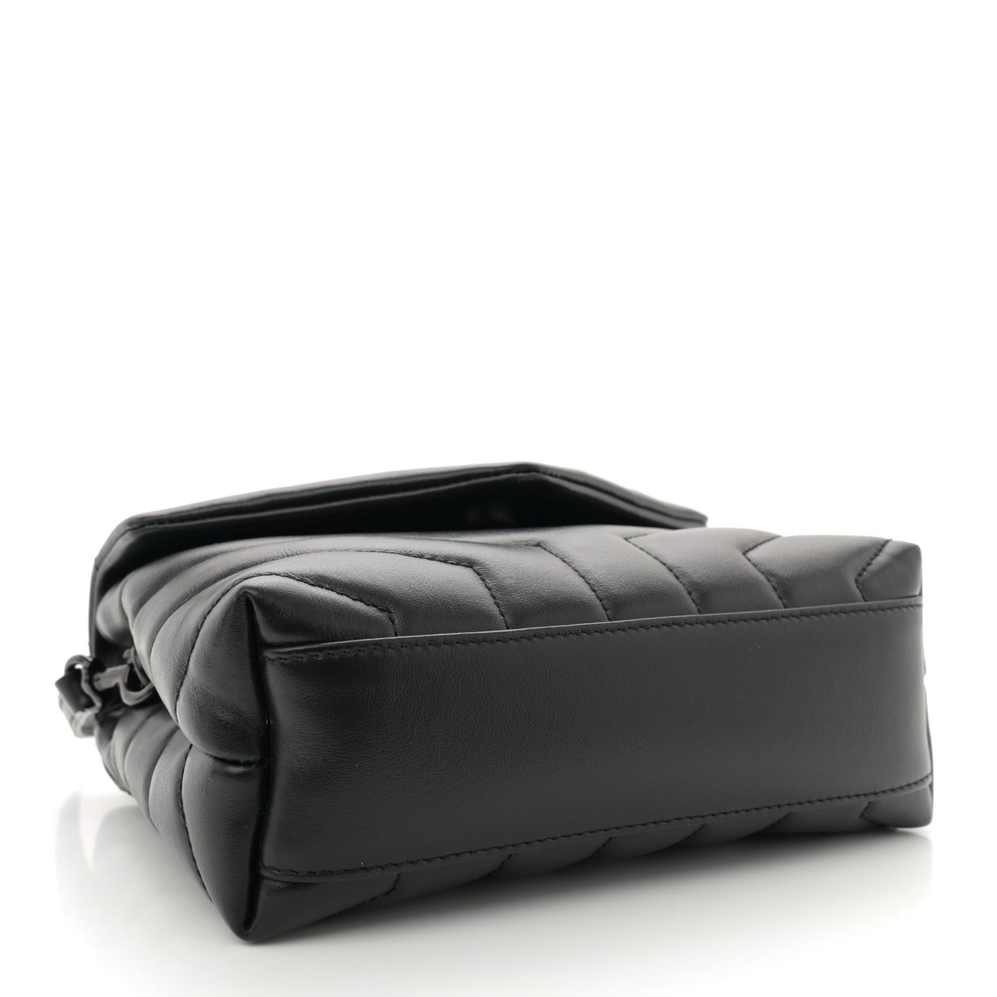 Calfskin Y Quilted Monogram Monochrome Toy Loulou Crossbody Bag Black
