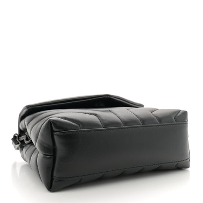 Saint Laurent Calfskin Y Quilted Monogram Monochrome Toy Loulou Crossbody Bag Black 4 of 10